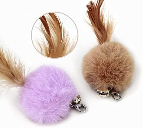 Cat Fluffy Feather Toys Replacement Cat Toy Wand Refills, 6 Pieces Fluffy Cat Toy Feathers Refill, Interactive Cat Teaser Wand Attachments, with Bell - Image 3