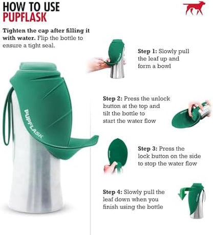 PupFlask Large Dog Water Bottle, Portable Stainless Steel Travel Bowl - Image 3