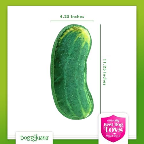 Doggijuana Tuffer Chewer Plush Dog Toy, Dill Pickle | Squeaky Refillable - Image 3