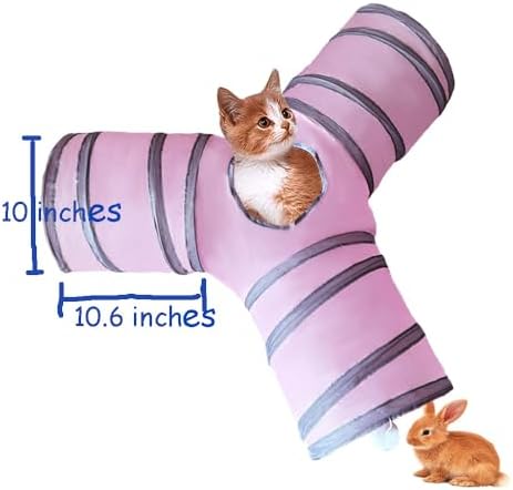 3-Way Collapsible Cat Tunnel Tube Toy Pink - Image 5
