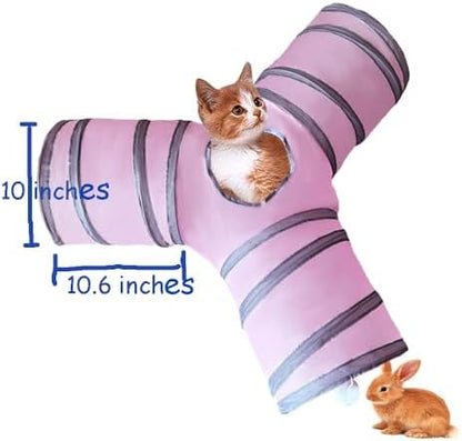 3-Way Collapsible Cat Tunnel Tube Toy Pink - Image 5