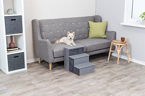 TRIXIE 3-Step Velour Pet Stairs, Gray - Image 3