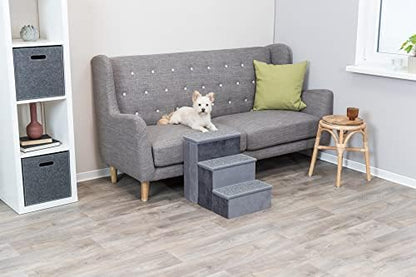 TRIXIE 3-Step Velour Pet Stairs, Gray - Image 3