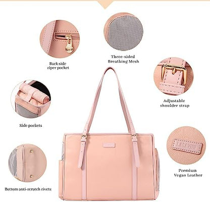 Lasaviin Fashion Dog Purse Pet Carrier Leather Bag for Small Dogs Cats Puppy, Portable Tote Bag Airline Approved Soft-Sided Carriers (Pink) - Image 4