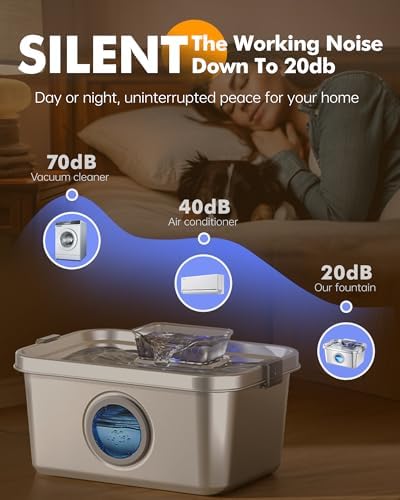 PETIMI Cat & Dog Water Fountain, 2 Gallon 304 Food Grade Stainless Steel Pet Water Fountain, Ultra Quiet Dog Water Bowl Dispenser, Safety Lock, 3 Replacement Filters, Smart Water Pump Protection - Image 6
