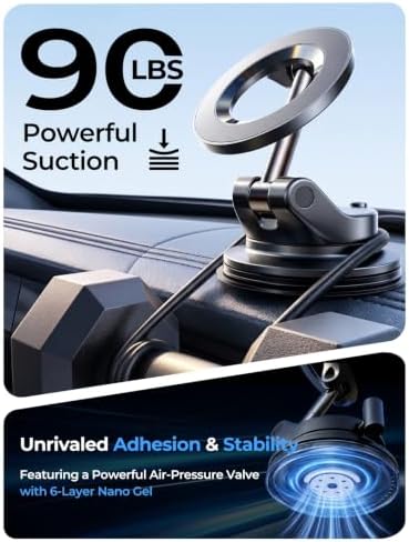 LISEN for MagSafe Car Mount [3800gf Strong Magnet&90+LBS Suction] 360 Adjustable Vacuum Magnetic Phone Holders for Your Car, for iPhone 18 Pro Max 17 16 15 14 13 12 Plus Air for Shower All Smartphone - Image 3