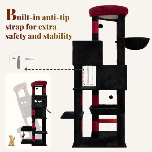 Hey-brother Cat Tree Tower with Stable L-Shaped Widen Base, Condo, MPJ086BR - Image 7