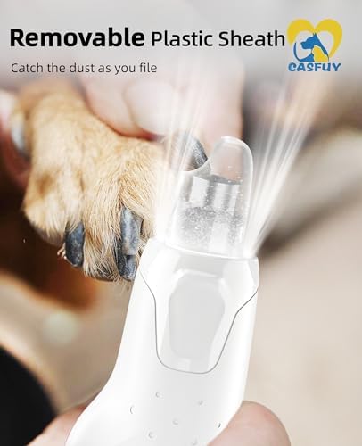 Casfuy Dog Nail Grinder Quiet - (45db) 6-Speed Pet Nail Grinder with 2 LED Lights for Large Medium Small Puppy Dogs/Cats, Professional 3 Ports Rechargeable Electric Dog Nail Trimmer with Dust Cap - Image 6