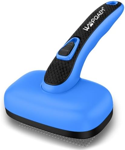 Self Cleaning Slicker Brush for Dog and Cat Shedding, Blue by WOPQAEM%C2%AE