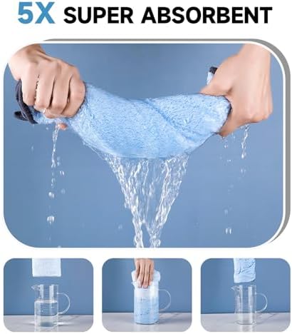 Dog Towels for Drying Dogs Small Medium Large, 2 Pack Dog Cat Drying Bath Towel 30.3"x13.8" with Hand Pocket,Absorbent Pet Towel for Dog Cat Blue - Image 5