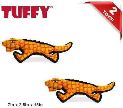 TUFFY - World's Tuffest Soft Dog Toy - Desert - Multiple Layers. Made Durable, Strong & Tough. Interactive Play (Tug, Toss & Fetch). Machine Washable & Floats (Gila Monster, Large 2 Pack)
