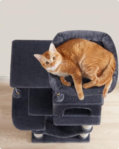 Feandrea Cat Tree, 44.1-Inch Cat Tower, Multi-Level Condo, Smoky Gray - Image 4