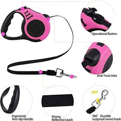 Retractable Dog Leash, Heavy Duty 10FT Leashes, Pink - Image 3