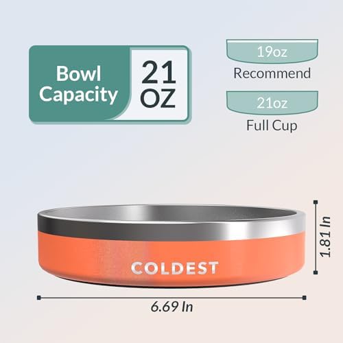 Coldest Dog Bowl - Anti Rust Metal, Non Slip, 3 Layers Insulated Stainless Steel Dog Bowls - Spill Proof & Heavy Duty - Water Bowl for Dogs, Cats & Pets, Dish Washer Safe (21 oz, Mars Red Glitter) - Image 4