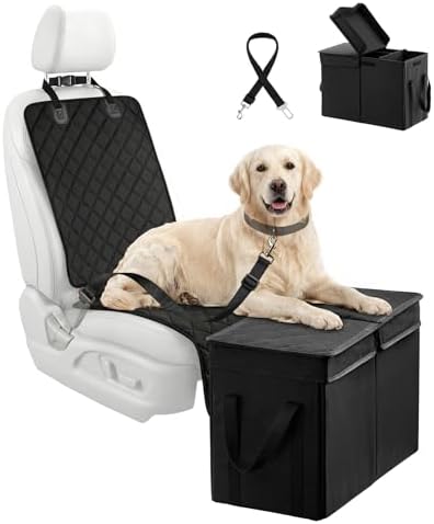 Dog Car Seat Extender with Seat Cover, Front & Back Seat Extender with Storage, Car Organizer for Large Dogs up to 120lbs by UNICITII