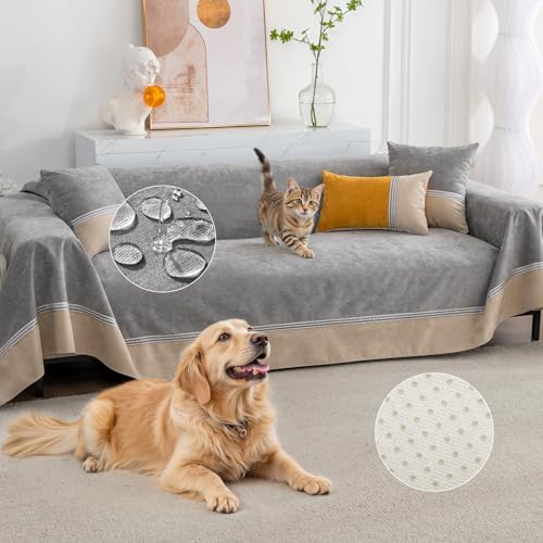 Waterproof Non-Slip Couch Cover for Pets & Dogs, Gray 79" x 134" by Osunnus