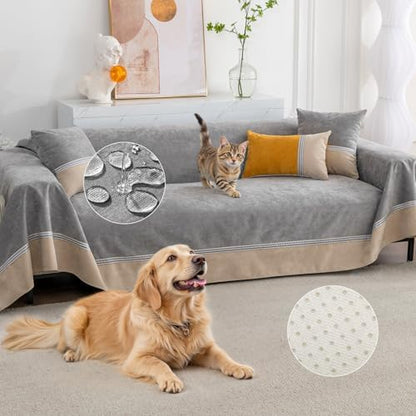 Waterproof Non-Slip Couch Cover for Pets & Dogs, Gray 79" x 134" by Osunnus