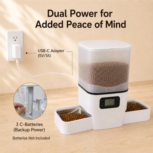 Automatic Cat Feeder for 2 Cats & Small Dog, 6L Large Capacity for Dry Food - Image 7