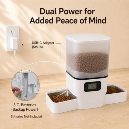 Automatic Cat Feeder for 2 Cats & Small Dog, 6L Large Capacity for Dry Food - Image 7