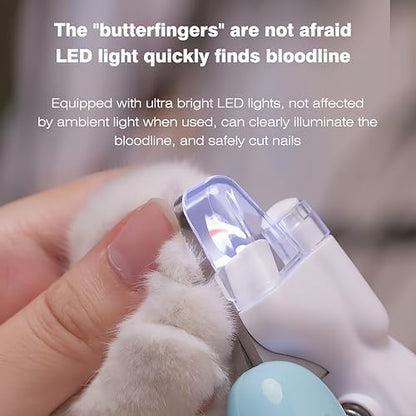 Dog & Cat Nail Clippers with LED Light, Illuminates Nails Helps See Quick, Pet Nail Trimmer with Sharp Stainless Steel Blades, Nail Catcher, Safety Lock for Dogs, Cats, Rabbits, Guinea Pigs (Blue) - Image 3