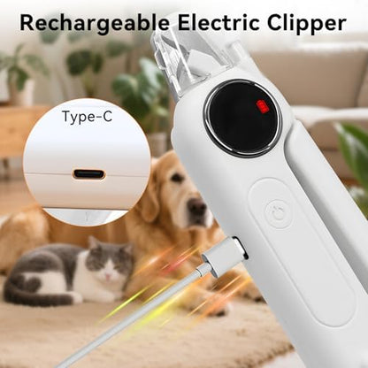 Dog Nails Clippers & Grinders - 2in1 Trimmer with LCD Display and LED Lights Cat Claw Nail File with Protective Guard Rechargeable Electric Pet Toenail Silent Grooming Pro - Image 6