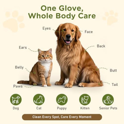 Pet Glove Wipes for Dogs & Cats, No-Rinse Cleaning & Grooming Wipes, 6 PCS - Image 6