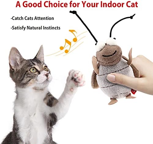 Gigwi Interactive Toy Set for Indoor Cats - 3PCS Plush Pack Including Squeaky Feather, Mouse Hunt, Chase Bird, and Chirping Cricket Toys - Image 5