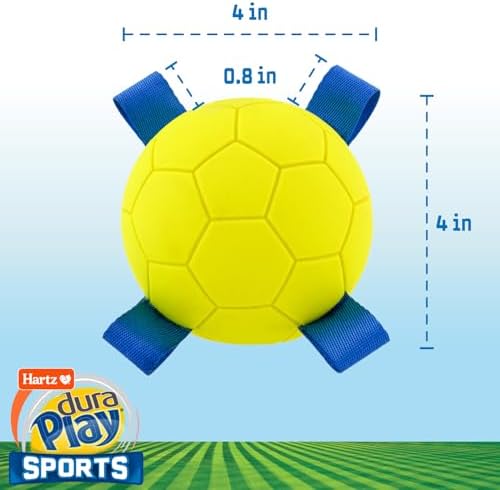 Hartz Dura Play Sports Soccer Dog Toy, Bacon Scented Squeaky Latex Yellow & Blue Toy, 3 Count - Image 5