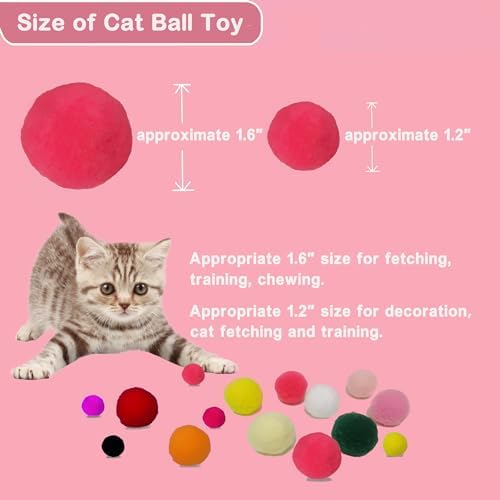 Soft Pom Pom Cat Toys - Plush Interactive Balls for Kittens & Indoor Cats, DIY Craft Decorations - Multi-Purpose Play, Training & Sensory Enrichment (1.2" 50pcs + 1.6" 30pcs) - Image 3