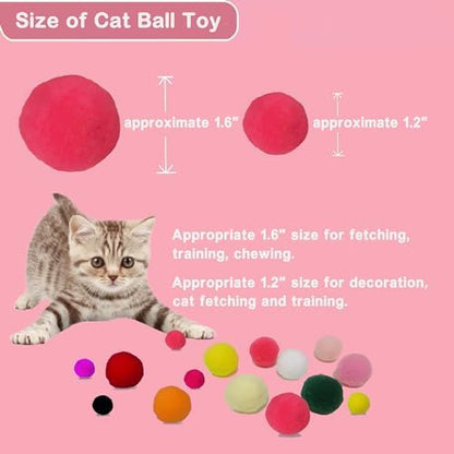 Soft Pom Pom Cat Toys - Plush Interactive Balls for Kittens & Indoor Cats, DIY Craft Decorations - Multi-Purpose Play, Training & Sensory Enrichment (1.2" 50pcs + 1.6" 30pcs) - Image 3