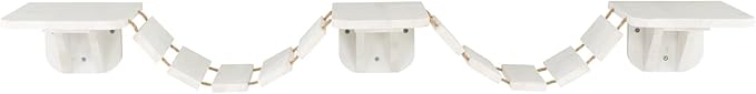 Trixie Wall Mounted Cat Bridge – Space-Saving Cat Wall Shelves for Climbing, Jumping & Vertical Play – Elevated Cat Furniture with 3 Platforms – White, 59.1 x 11.8 x 5.5 in