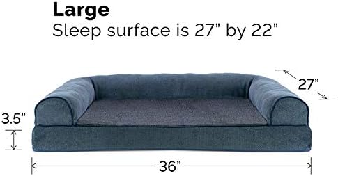 Furhaven Orthopedic Dog Bed for Large/Medium Dogs w/ Removable Bolsters & Washable Cover, For Dogs Up to 55 lbs - Sherpa & Chenille Sofa - Orion Blue, Large - Image 6