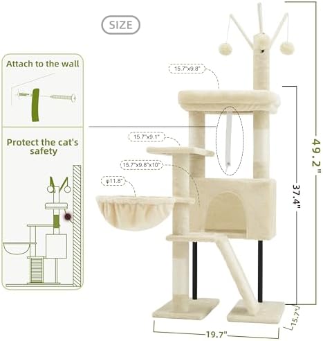 Gitelsnour Cat Tree Tower for Indoor Cats, Top Platform with Toy, GCT006SM - Image 7