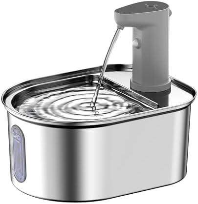 Wireless Cat Water Fountain Cordless Stainless Steel 108oz/3.2L by Unknown