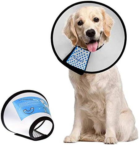 Supet Dog Cone Collar to Stop Licking, Comfortable Elizabeth Recovery Collar for Large Medium Dogs After Surgery, Soft Pet Neck Head Cone Alternative（L） by Supet