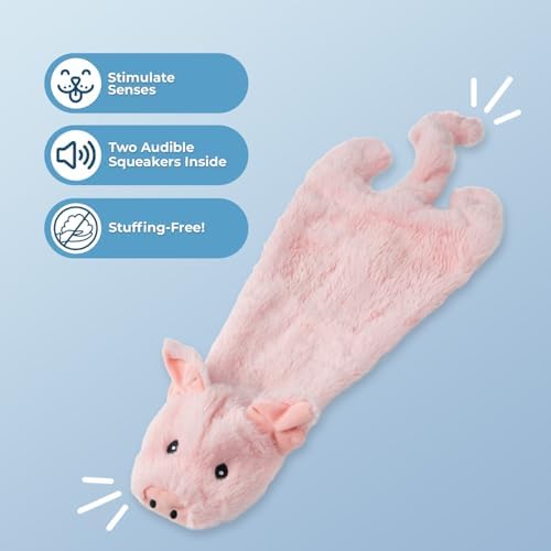 Best Pet Supplies 2-in-1 Stuffless Squeaky Dog Toy - Pig, Medium - Image 2