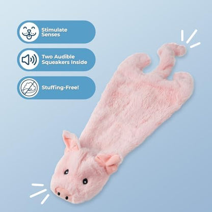 Best Pet Supplies 2-in-1 Stuffless Squeaky Dog Toy - Pig, Medium - Image 2