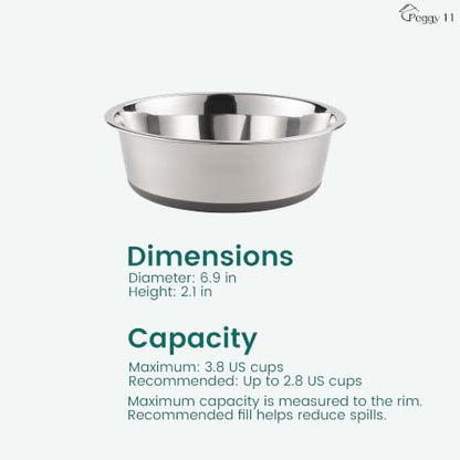 PEGGY11 Nonslip Stainless Steel Dog Bowls, 3.8 US Cup Each, 2 Pack - Image 5