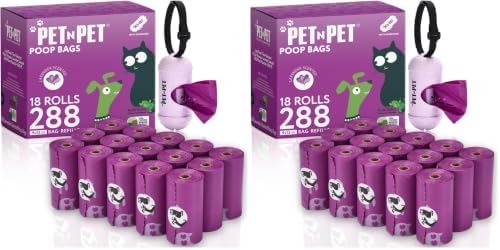 PET N PET Poop Bags for Dogs, 288 Count Lavender Scented Dog Waste Bags with Leash Dispenser, USDA Certified 38% Plant Based & 62% PE Dogs Waste Bag (Pack of 2) by PETNPET
