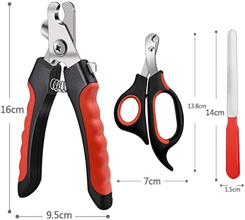 Pet Nail Clippers and Trimmers Set Safety Guard to Avoid Over Cutting Razor Sharp Blades Grooming Tool for All Small Large Dog Cat Red - Image 5