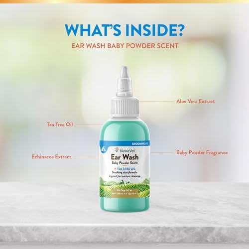 NaturVet Ear Wash with Tea Tree Oil Aloe & Baby Powder Scent - Image 5