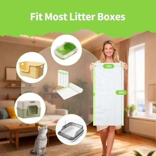 36 Count Jumbo Cat litter Box Liners, 36" x 19" Easy Clean Up Thick Large Kitty Litter Liner XL, Extra Large Heavy Duty Litter Pan Liner Bags with Drawstring for Pet Cat Litter Tray - Image 3