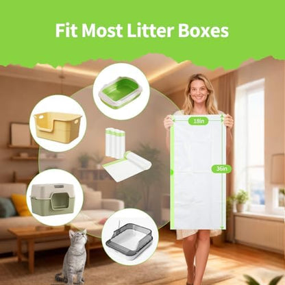 24 Count Jumbo Cat litter Box Liners, 36" x 19" Easy Clean Up Thick Large Kitty Litter Liner XL, Extra Large Heavy Duty Litter Pan Liner Bags with Drawstring for Pet Cat Litter Tray - Image 3