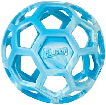 Chuckit! Holee Roller Dog Treat Puzzle Ball, Large (3"), Blue – Interactive Treat & Chew Puzzle Toy for Dogs 60–100 lb – Durable Rubber Fetch Ball for Mental Stimulation – Pack of 1 by Chuckit