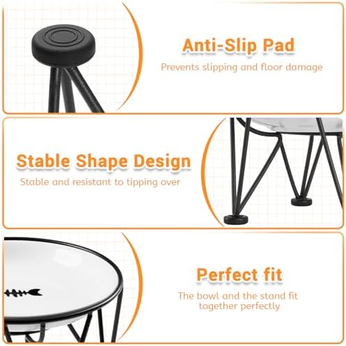 Elevated Ceramic Cat Bowls – Whisker-Friendly & Anti-Vomiting, Non-Slip Raised Cat Food Dishes – Stylish, Safe & Hygienic Feeding Set (2-Pack) - Image 6
