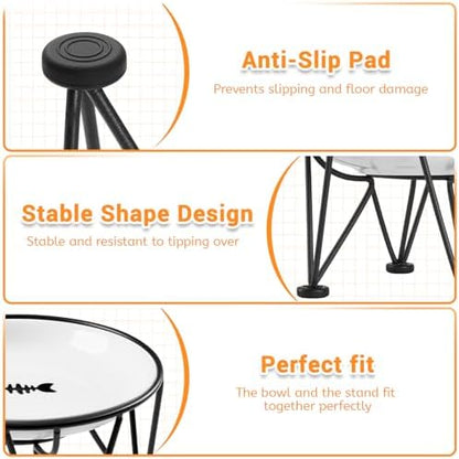 Elevated Ceramic Cat Bowls – Whisker-Friendly & Anti-Vomiting, Non-Slip Raised Cat Food Dishes – Stylish, Safe & Hygienic Feeding Set (2-Pack) - Image 6