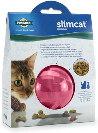 PetSafe Slimcat Feeder Ball Cat Toy, Pink, 1 Count (Pack of 6) by PetSafe