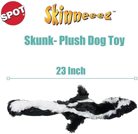 SPOT Skinneeez Skunk 23-Inch Stuffing-Free Plush Dog Toy – Realistic Design with 2 Squeakers – Durable, Soft Polyester for Medium & Large Dogs – Tug, Fetch & Shake Play – for Moderate Chewers - Image 2