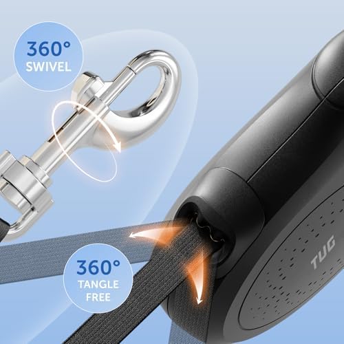 TUG Quest Retractable Dog Leash | 360° Tangle-Free | 16 ft Tape (S, Black) - Image 6
