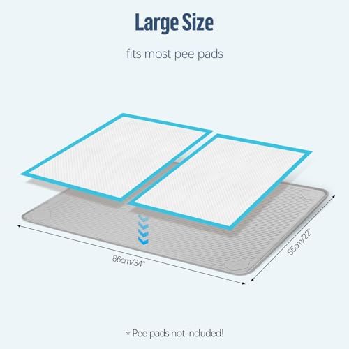 Pee Pad Holder for Dogs 34''x22'' Silicone Puppy Pee Pad Tray, Light Grey - Image 2